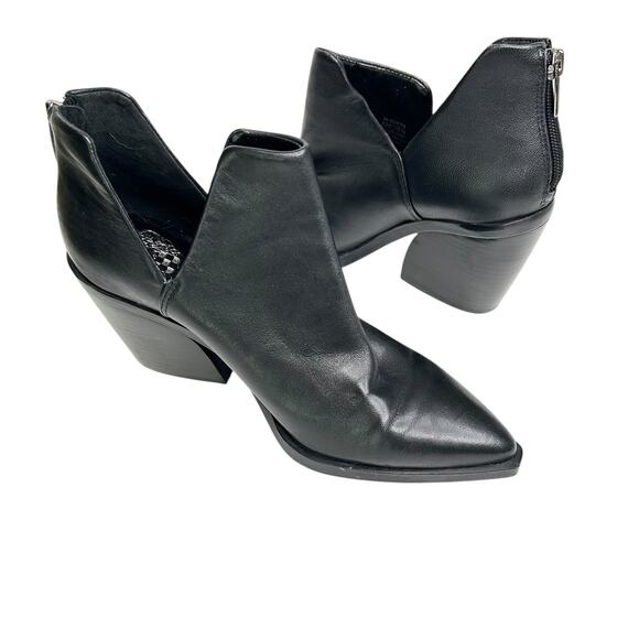 Vince Camuto Gigiettia Black Soft Leather Split Shaft Bootie Block Heel 7.5 - Picture 1 of 8